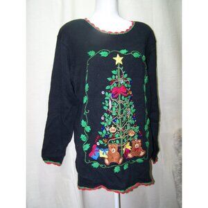 Vintage Dress Barn Christmas Sweater Tree Holiday Party 80s